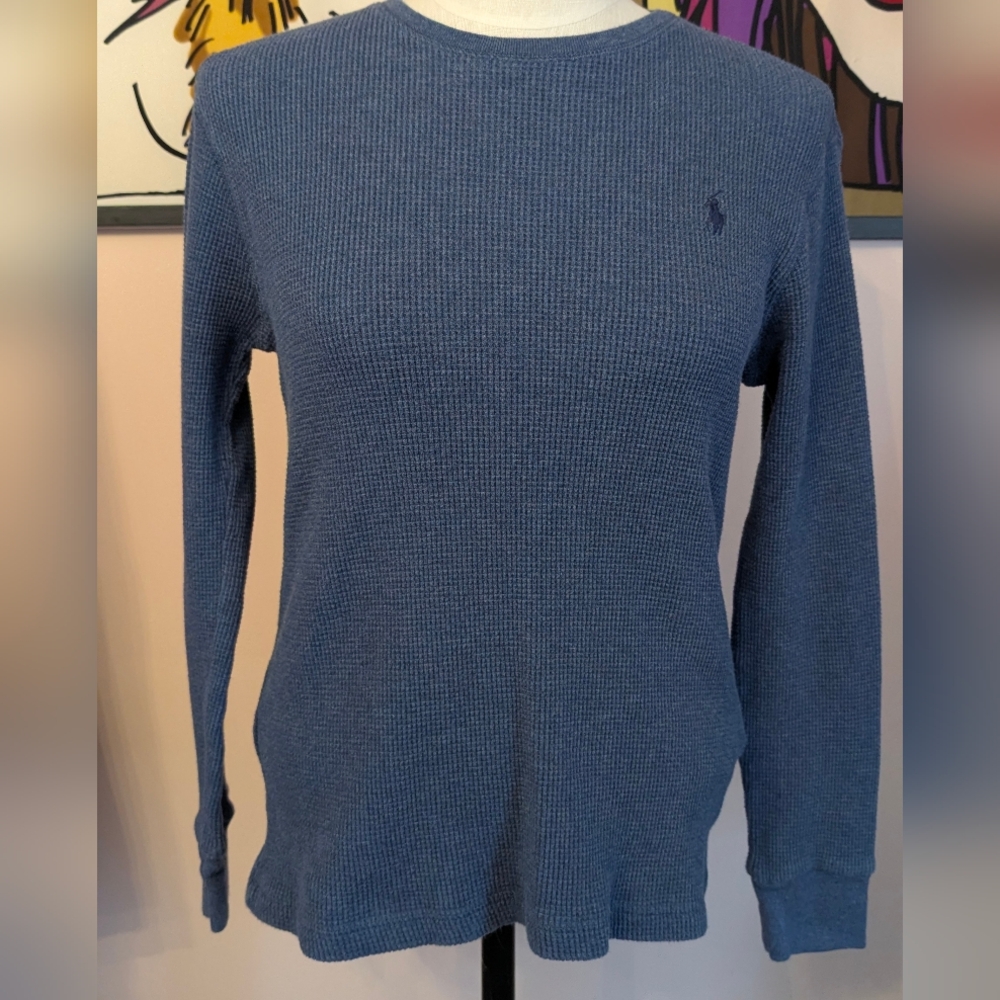 Ralph Lauren Blue Waffle Knit Top